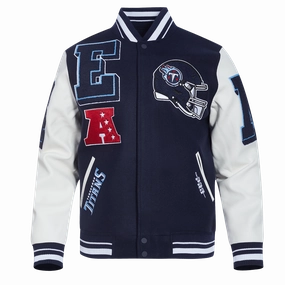 NFL TENNESSEE TITANS MASHUP MEN'S RIB WOOL VARSITY JACKET (MIDNIGHT NAVY/WHITE)