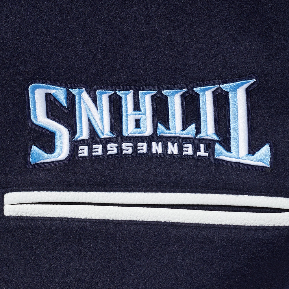 NFL TENNESSEE TITANS MASHUP MEN'S RIB WOOL VARSITY JACKET (MIDNIGHT NAVY/WHITE)