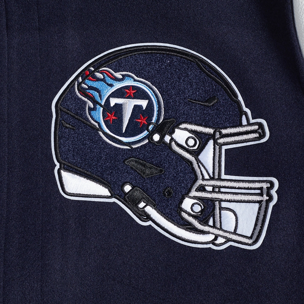 NFL TENNESSEE TITANS MASHUP MEN'S RIB WOOL VARSITY JACKET (MIDNIGHT NAVY/WHITE)