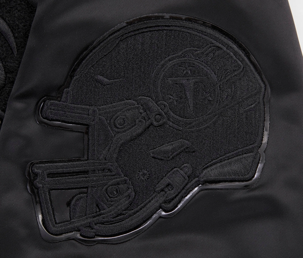 NFL TENNESSEE TITANS TRIPLE BLACK MEN'S SATIN JACKET (TRIPLE BLACK)