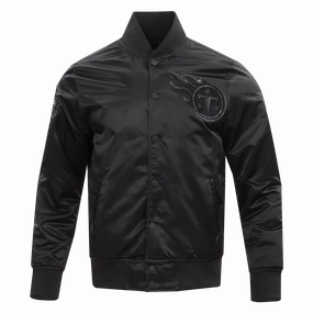 NFL TENNESSEE TITANS TRIPLE BLACK MEN'S SATIN JACKET (TRIPLE BLACK)