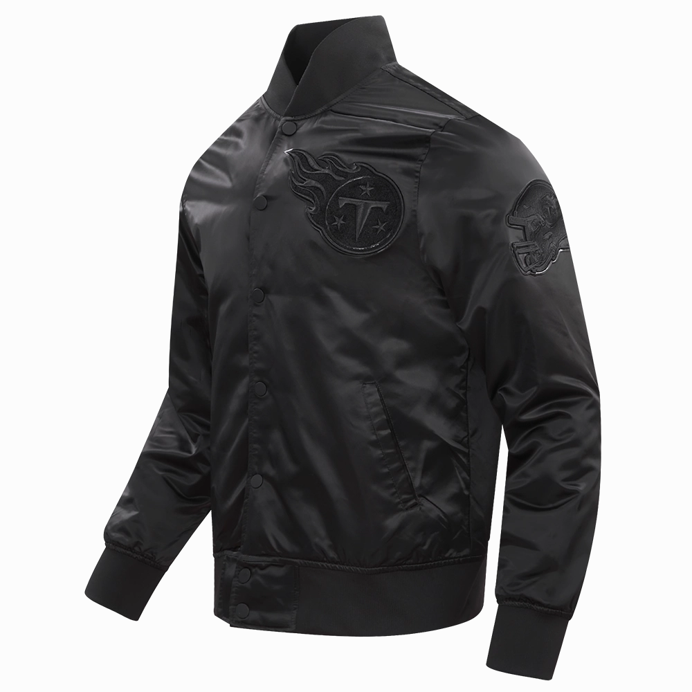 NFL TENNESSEE TITANS TRIPLE BLACK MEN'S SATIN JACKET (TRIPLE BLACK)