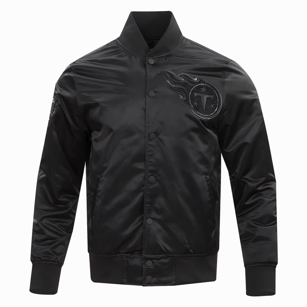 NFL TENNESSEE TITANS TRIPLE BLACK MEN'S SATIN JACKET (TRIPLE BLACK)