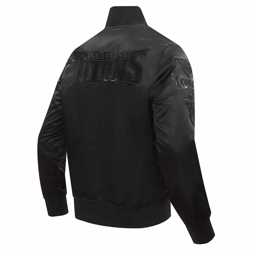 NFL TENNESSEE TITANS TRIPLE BLACK MEN'S SATIN JACKET (TRIPLE BLACK)