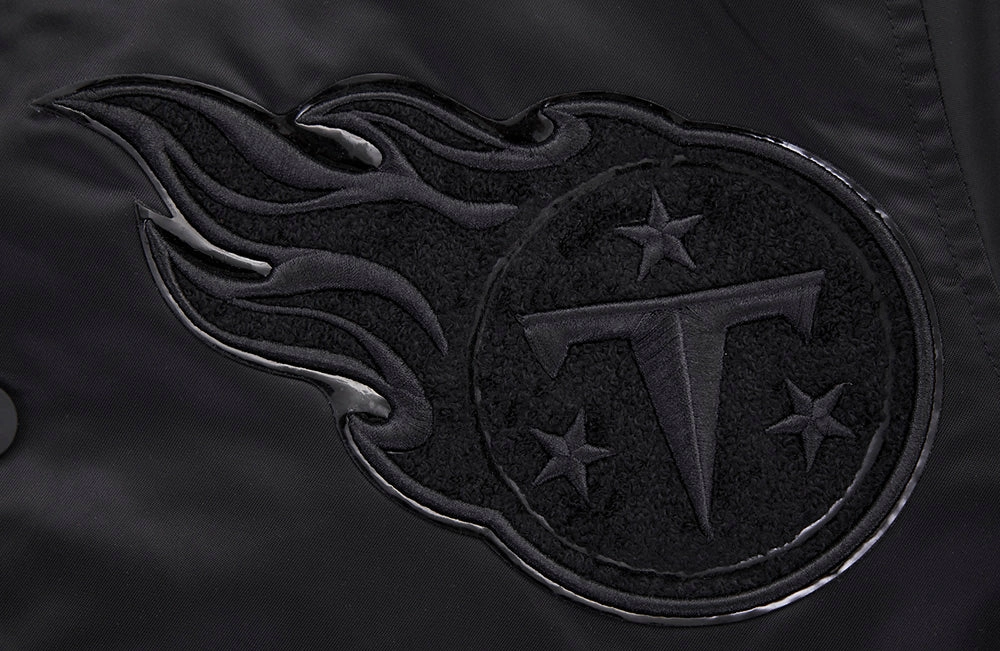 NFL TENNESSEE TITANS TRIPLE BLACK MEN'S SATIN JACKET (TRIPLE BLACK)