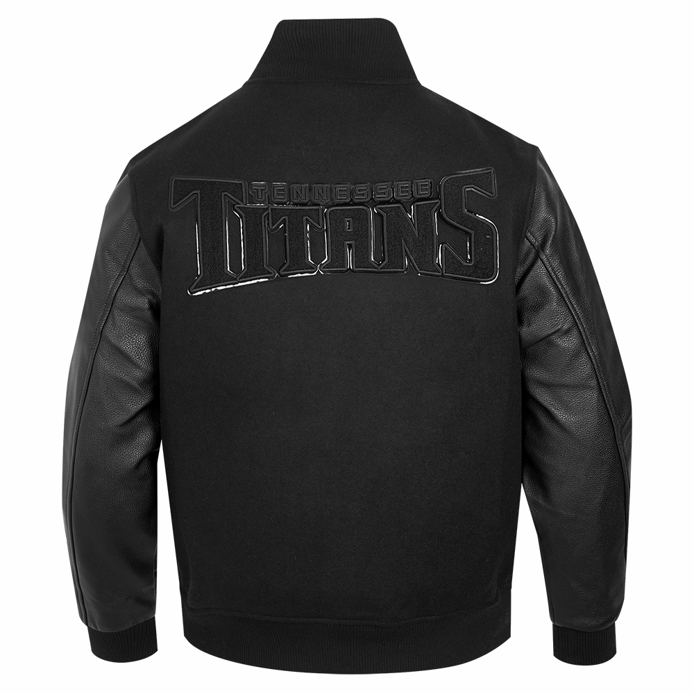 NFL TENNESSEE TITANS TRIPLE TRIPLE BLACK WOOL MEN'S VARSITY JACKET (TRIPLE BLACK)