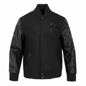 NFL TENNESSEE TITANS TRIPLE TRIPLE BLACK WOOL MEN'S VARSITY JACKET (TRIPLE BLACK)
