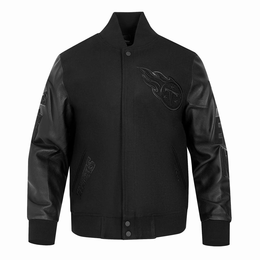 NFL TENNESSEE TITANS TRIPLE TRIPLE BLACK WOOL MEN'S VARSITY JACKET (TRIPLE BLACK)