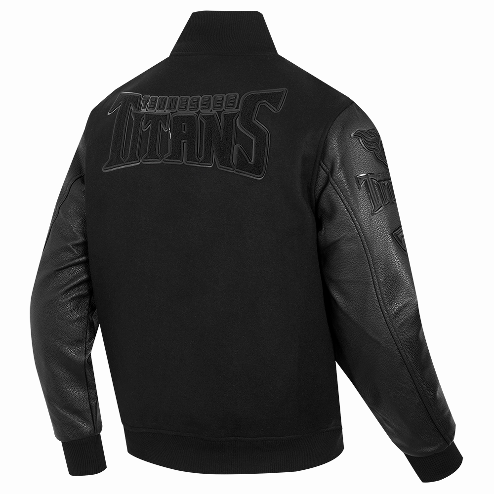 NFL TENNESSEE TITANS TRIPLE TRIPLE BLACK WOOL MEN'S VARSITY JACKET (TRIPLE BLACK)