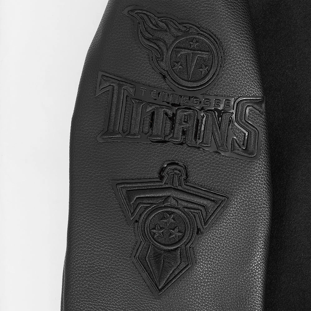 NFL TENNESSEE TITANS TRIPLE TRIPLE BLACK WOOL MEN'S VARSITY JACKET (TRIPLE BLACK)