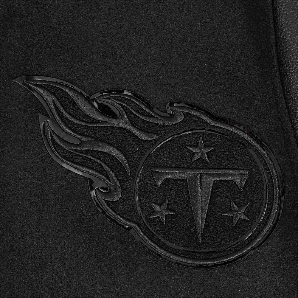 NFL TENNESSEE TITANS TRIPLE TRIPLE BLACK WOOL MEN'S VARSITY JACKET (TRIPLE BLACK)