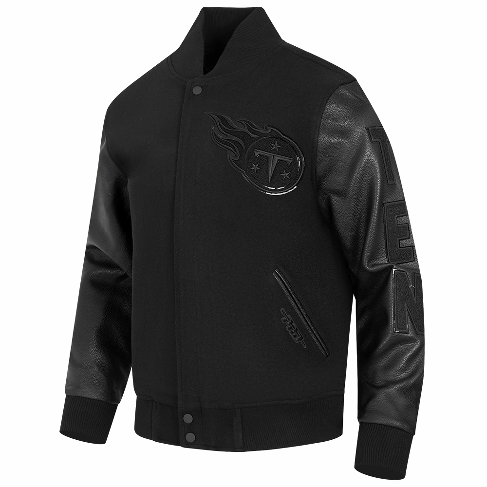 NFL TENNESSEE TITANS TRIPLE TRIPLE BLACK WOOL MEN'S VARSITY JACKET (TRIPLE BLACK)
