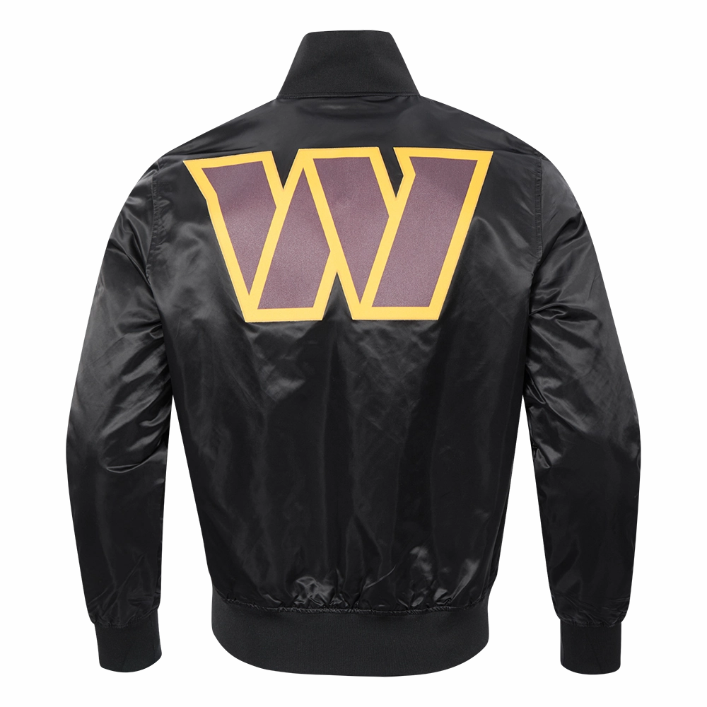 NFL WASHINGTON COMMANDERS BIG LOGO MEN'S SATIN JACKET (BLACK)