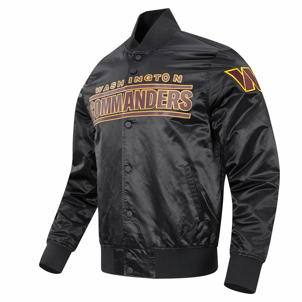NFL WASHINGTON COMMANDERS BIG LOGO MEN'S SATIN JACKET (BLACK)