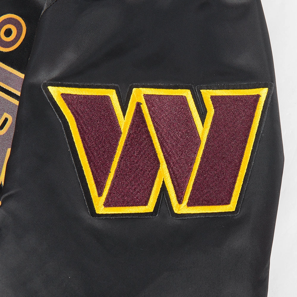 NFL WASHINGTON COMMANDERS BIG LOGO MEN'S SATIN JACKET (BLACK)