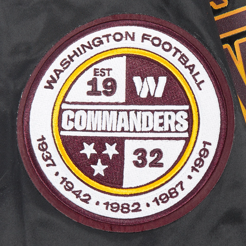 NFL WASHINGTON COMMANDERS BIG LOGO MEN'S SATIN JACKET (BLACK)