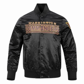 NFL WASHINGTON COMMANDERS BIG LOGO MEN'S SATIN JACKET (BLACK)