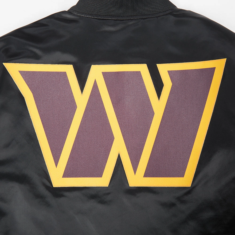 NFL WASHINGTON COMMANDERS BIG LOGO MEN'S SATIN JACKET (BLACK)