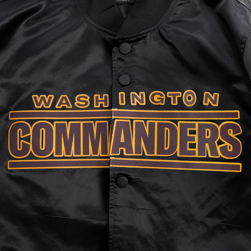 NFL WASHINGTON COMMANDERS BIG LOGO MEN'S SATIN JACKET (BLACK)