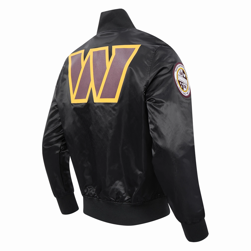 NFL WASHINGTON COMMANDERS BIG LOGO MEN'S SATIN JACKET (BLACK)