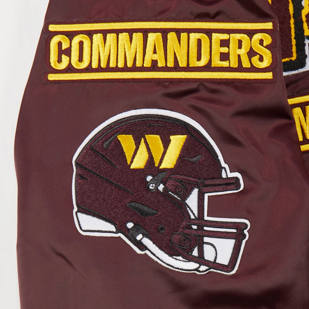 NFL WASHINGTON COMMANDERS MASHUP MEN'S RIB SATIN JACKET (WINE)