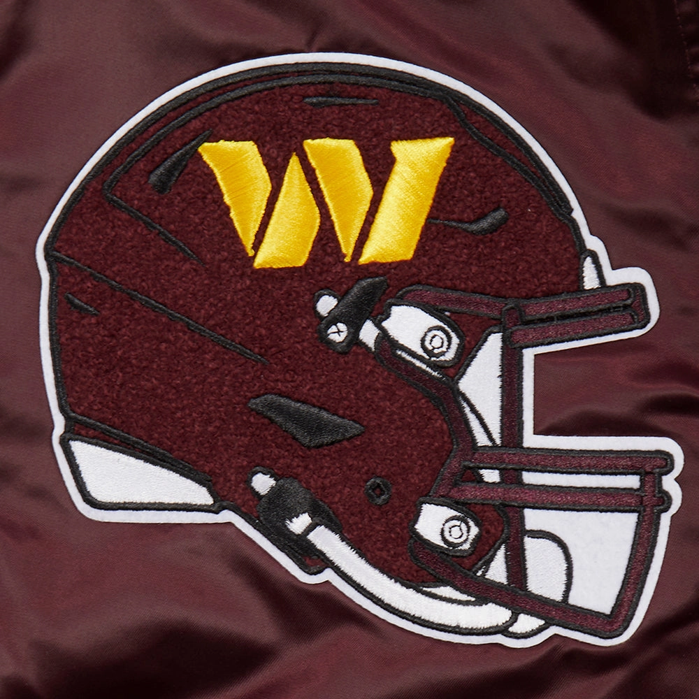 NFL WASHINGTON COMMANDERS MASHUP MEN'S RIB SATIN JACKET (WINE)