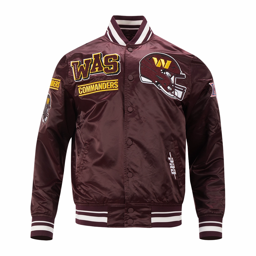 NFL WASHINGTON COMMANDERS MASHUP MEN'S RIB SATIN JACKET (WINE)