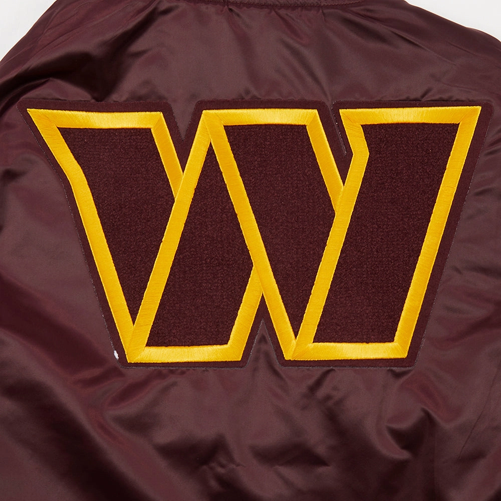 NFL WASHINGTON COMMANDERS MASHUP MEN'S RIB SATIN JACKET (WINE)