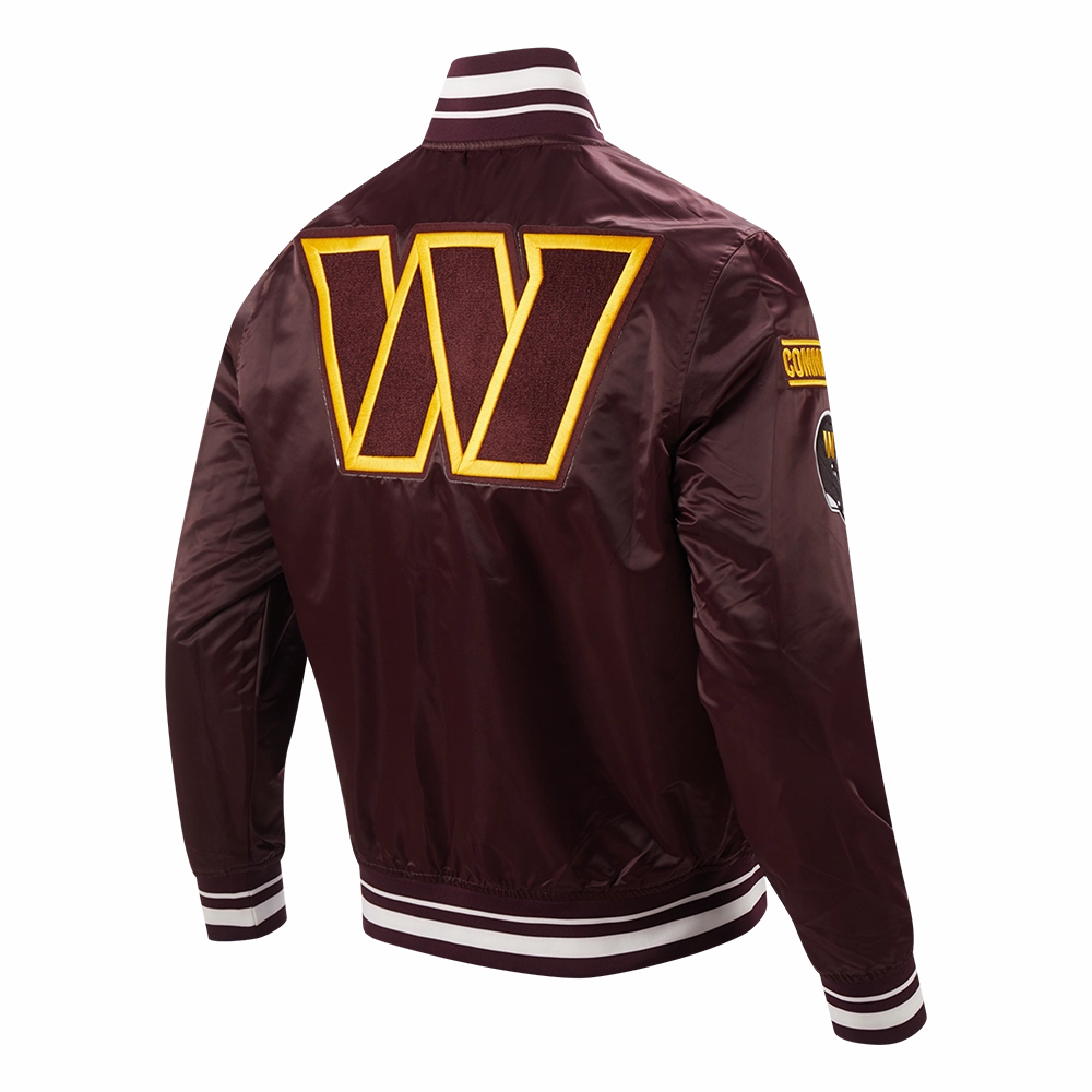 NFL WASHINGTON COMMANDERS MASHUP MEN'S RIB SATIN JACKET (WINE)