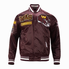 NFL WASHINGTON COMMANDERS MASHUP MEN'S RIB SATIN JACKET (WINE)