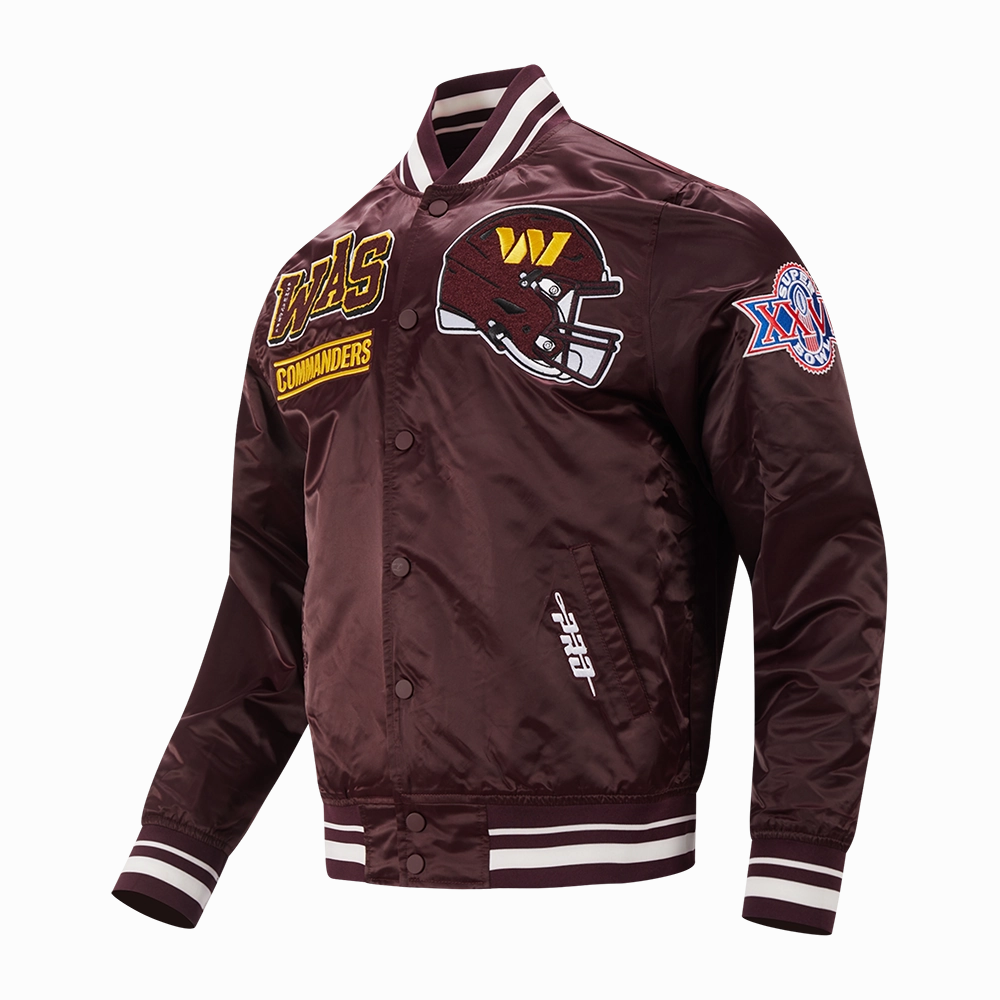 NFL WASHINGTON COMMANDERS MASHUP MEN'S RIB SATIN JACKET (WINE)