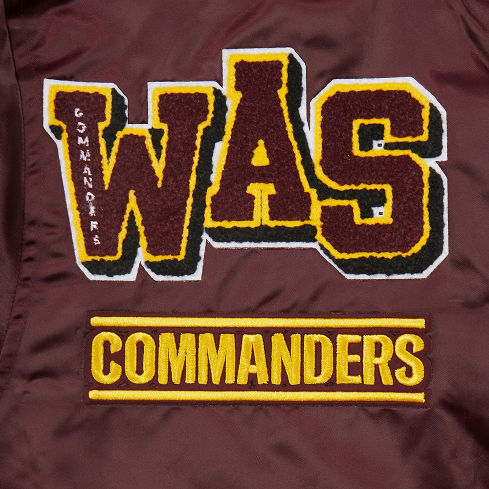 NFL WASHINGTON COMMANDERS MASHUP MEN'S RIB SATIN JACKET (WINE)