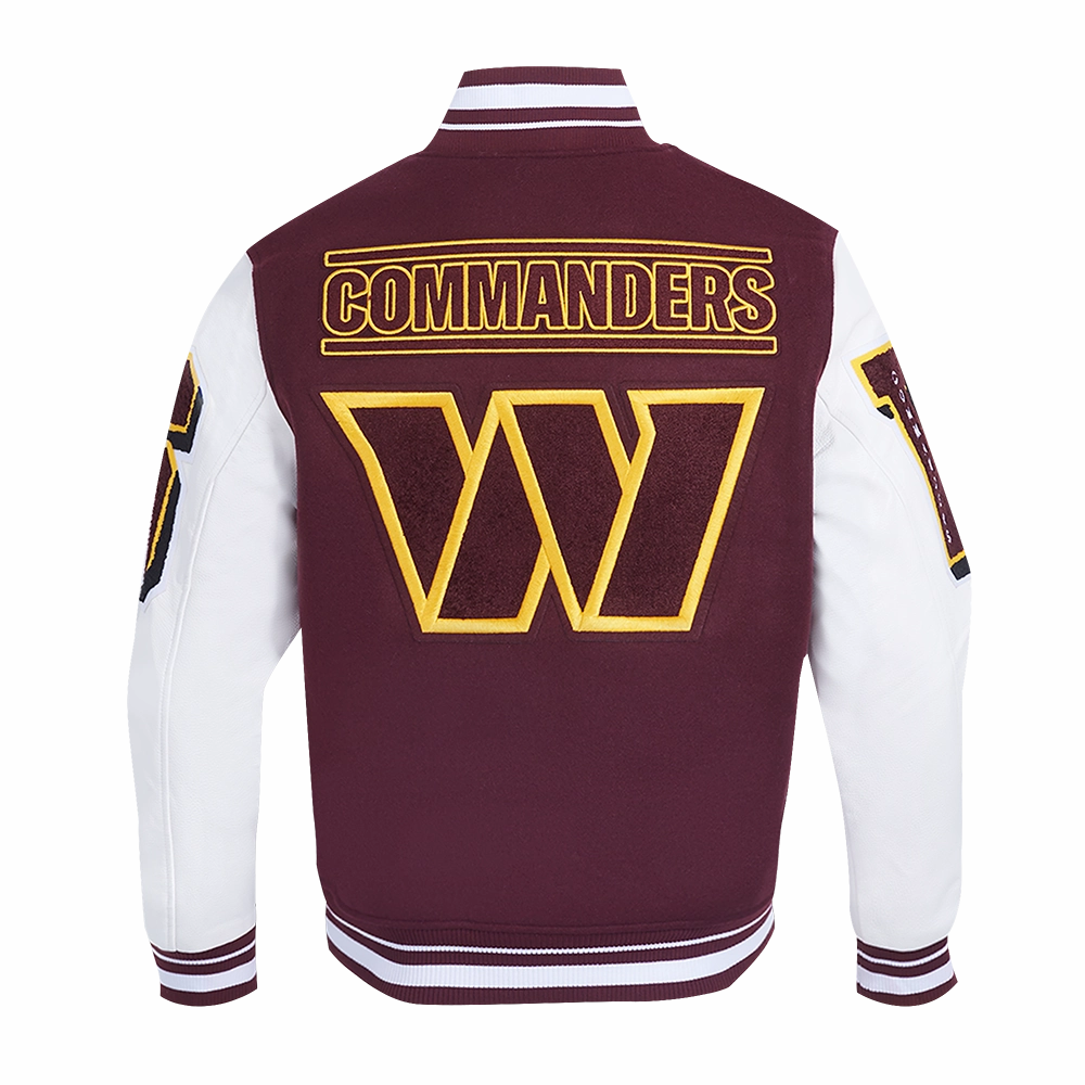 NFL WASHINGTON COMMANDERS MASHUP MEN'S RIB WOOL VARSITY JACKET (WINE/WHITE)