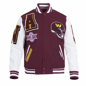 NFL WASHINGTON COMMANDERS MASHUP MEN'S RIB WOOL VARSITY JACKET (WINE/WHITE)