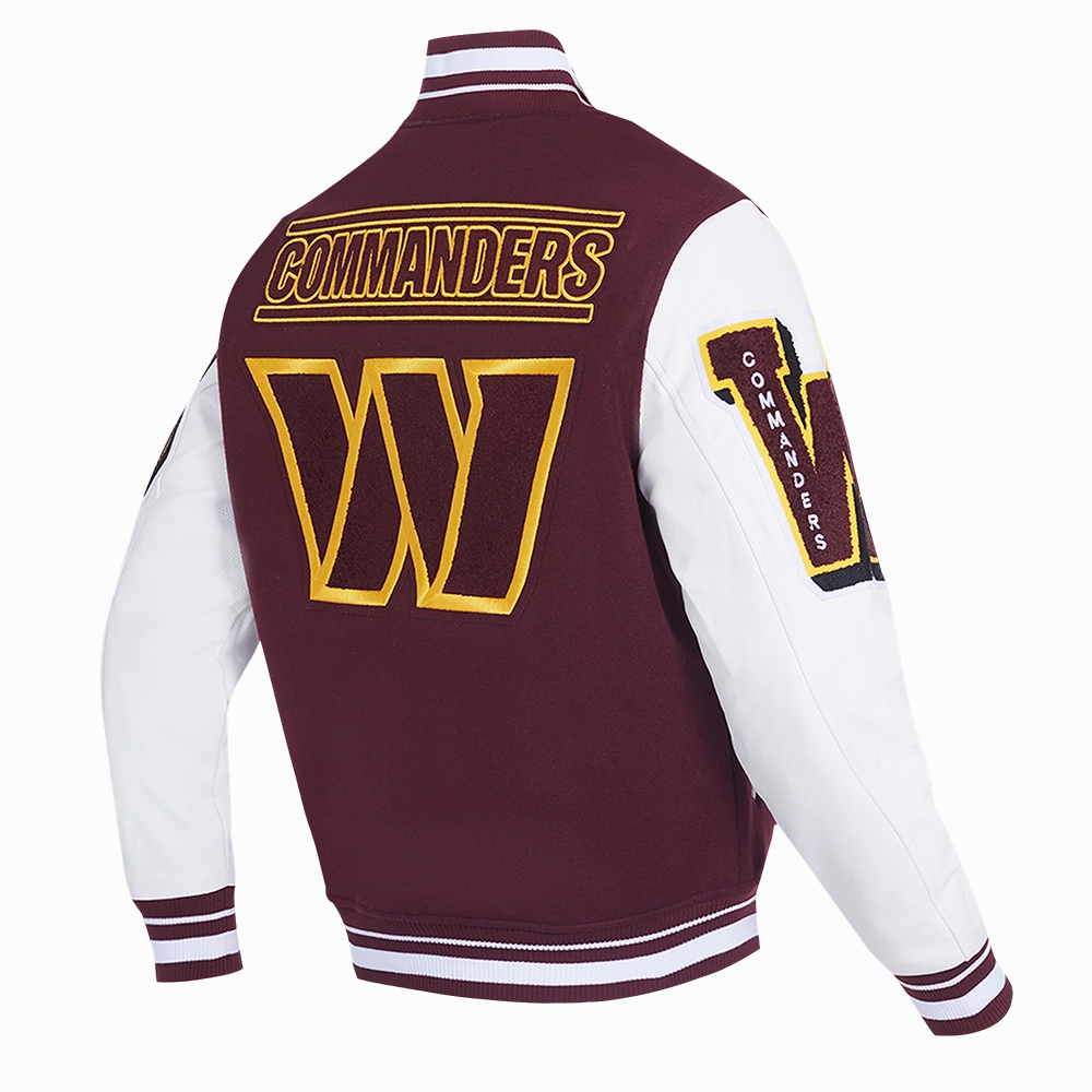 NFL WASHINGTON COMMANDERS MASHUP MEN'S RIB WOOL VARSITY JACKET (WINE/WHITE)