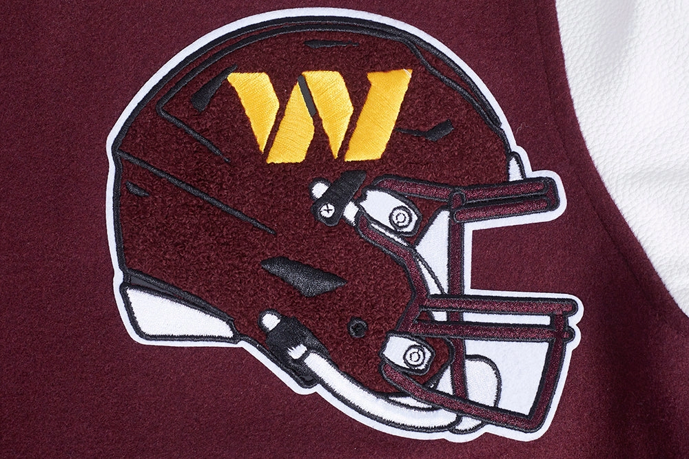 NFL WASHINGTON COMMANDERS MASHUP MEN'S RIB WOOL VARSITY JACKET (WINE/WHITE)