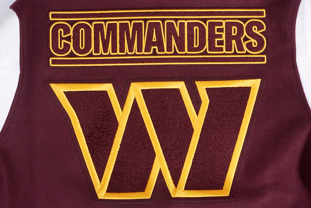 NFL WASHINGTON COMMANDERS MASHUP MEN'S RIB WOOL VARSITY JACKET (WINE/WHITE)