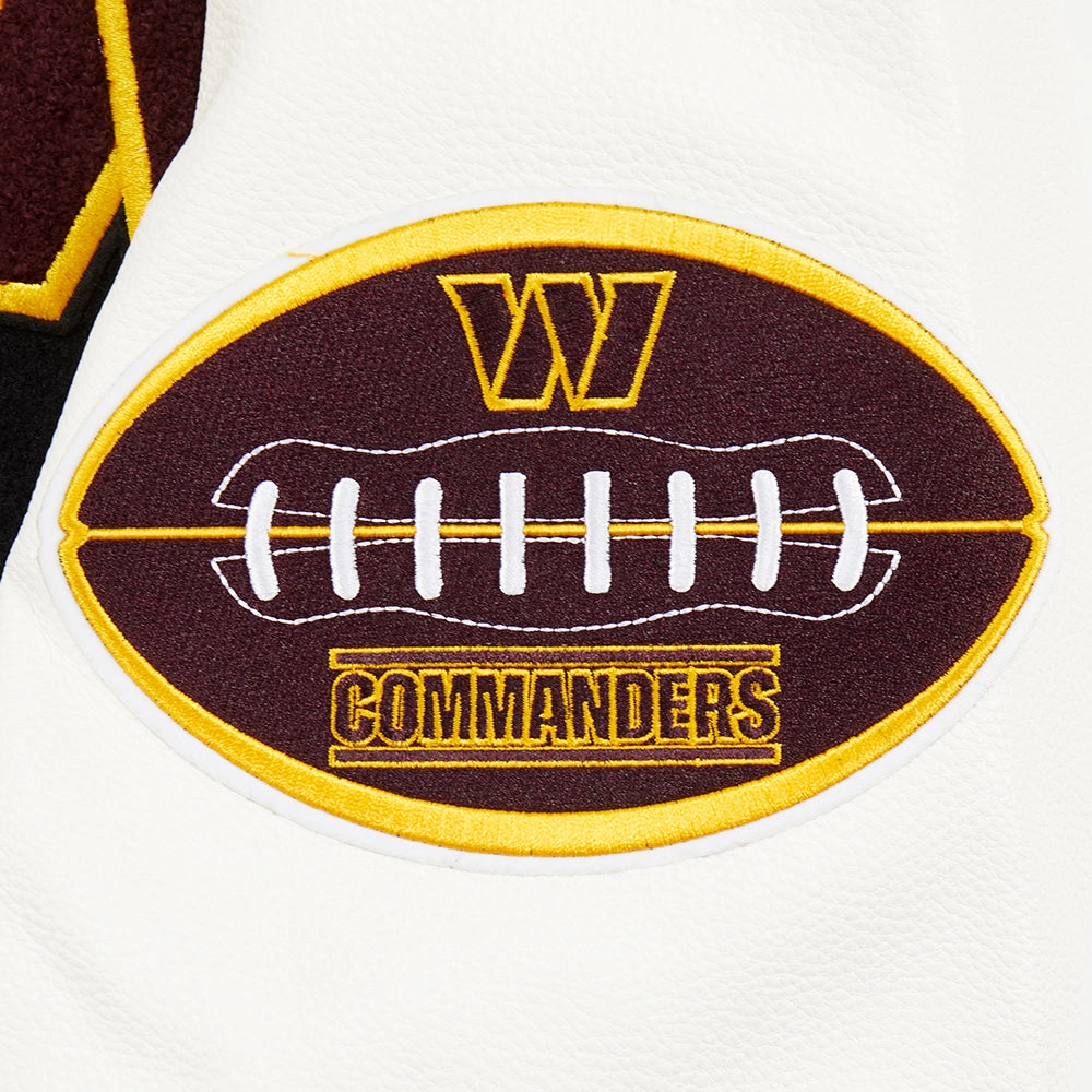 NFL WASHINGTON COMMANDERS OLD ENGLISH MEN'S RIB WOOL VARSITY JACKET (BLACK/WHITE)