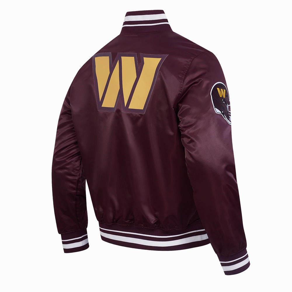NFL WASHINGTON COMMANDERS SCRIPT TAIL MEN'S SATIN JACKET (WINE)
