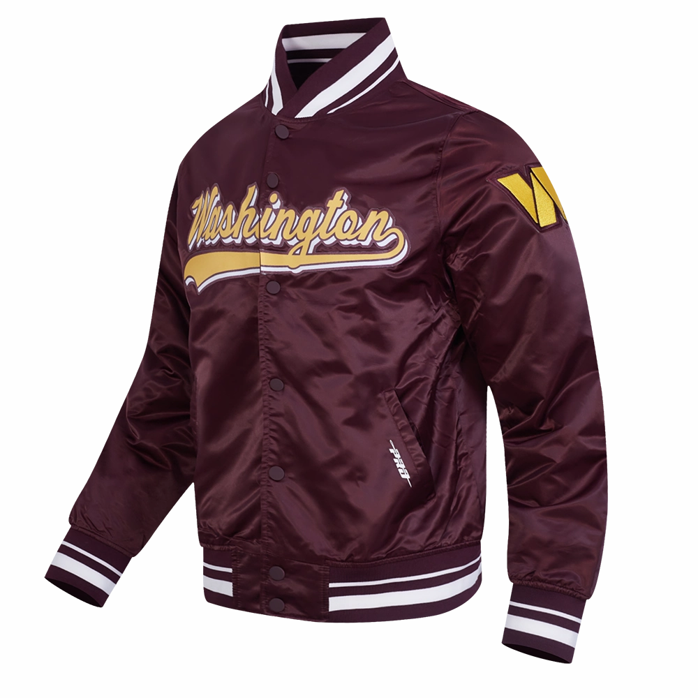NFL WASHINGTON COMMANDERS SCRIPT TAIL MEN'S SATIN JACKET (WINE)