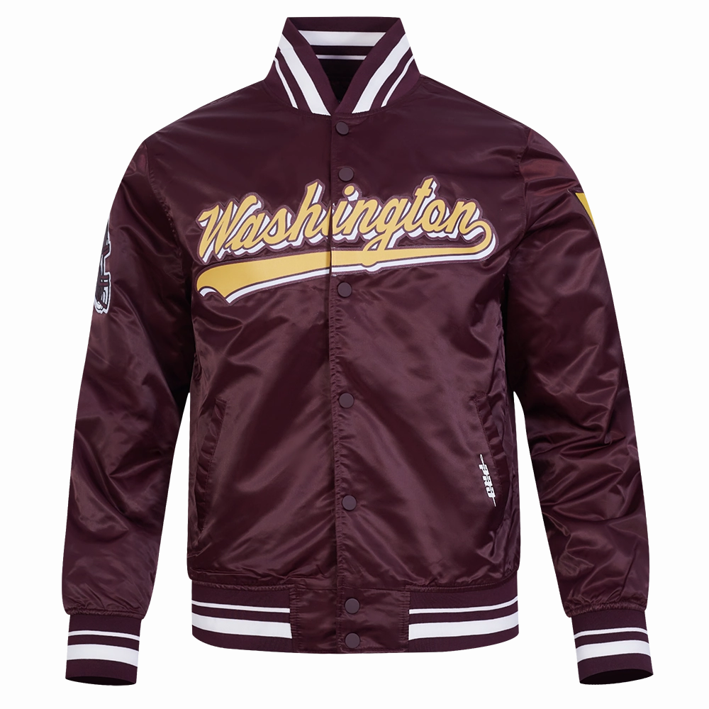 NFL WASHINGTON COMMANDERS SCRIPT TAIL MEN'S SATIN JACKET (WINE)