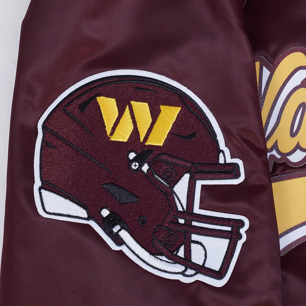 NFL WASHINGTON COMMANDERS SCRIPT TAIL MEN'S SATIN JACKET (WINE)