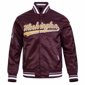 NFL WASHINGTON COMMANDERS SCRIPT TAIL MEN'S SATIN JACKET (WINE)