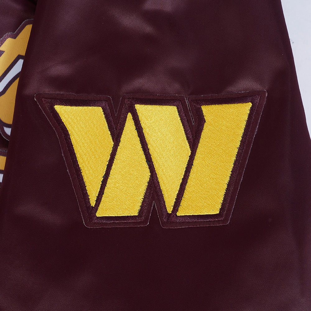 NFL WASHINGTON COMMANDERS SCRIPT TAIL MEN'S SATIN JACKET (WINE)