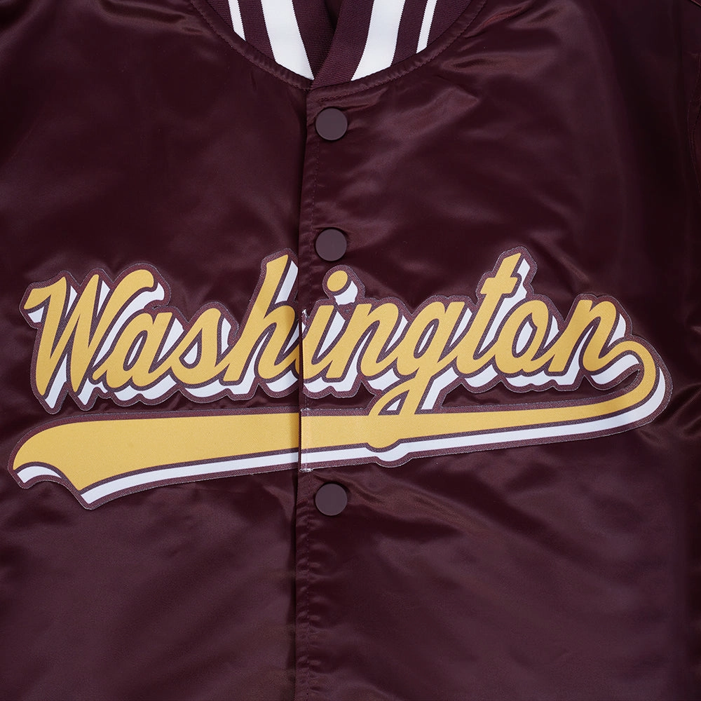 NFL WASHINGTON COMMANDERS SCRIPT TAIL MEN'S SATIN JACKET (WINE)