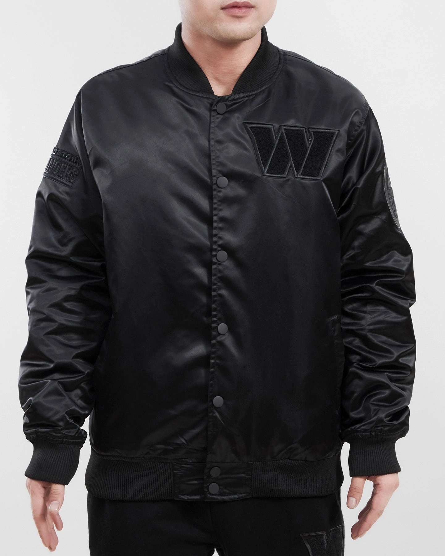 NFL WASHINGTON COMMANDERS TRIPLE BLACK MEN'S SATIN JACKET (TRIPLE BLACK)