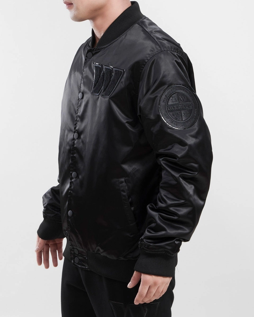 NFL WASHINGTON COMMANDERS TRIPLE BLACK MEN'S SATIN JACKET (TRIPLE BLACK)