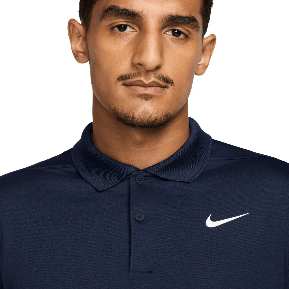 Nike Dri-Fit Victory Solid Long Sleeve Polo Shirt - Obsidian/White Economical