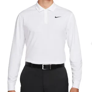 Nike Dri-Fit Victory Solid Long Sleeve Polo Shirt - White/Black Footwear for the Fearless Move Beyond Ordinary