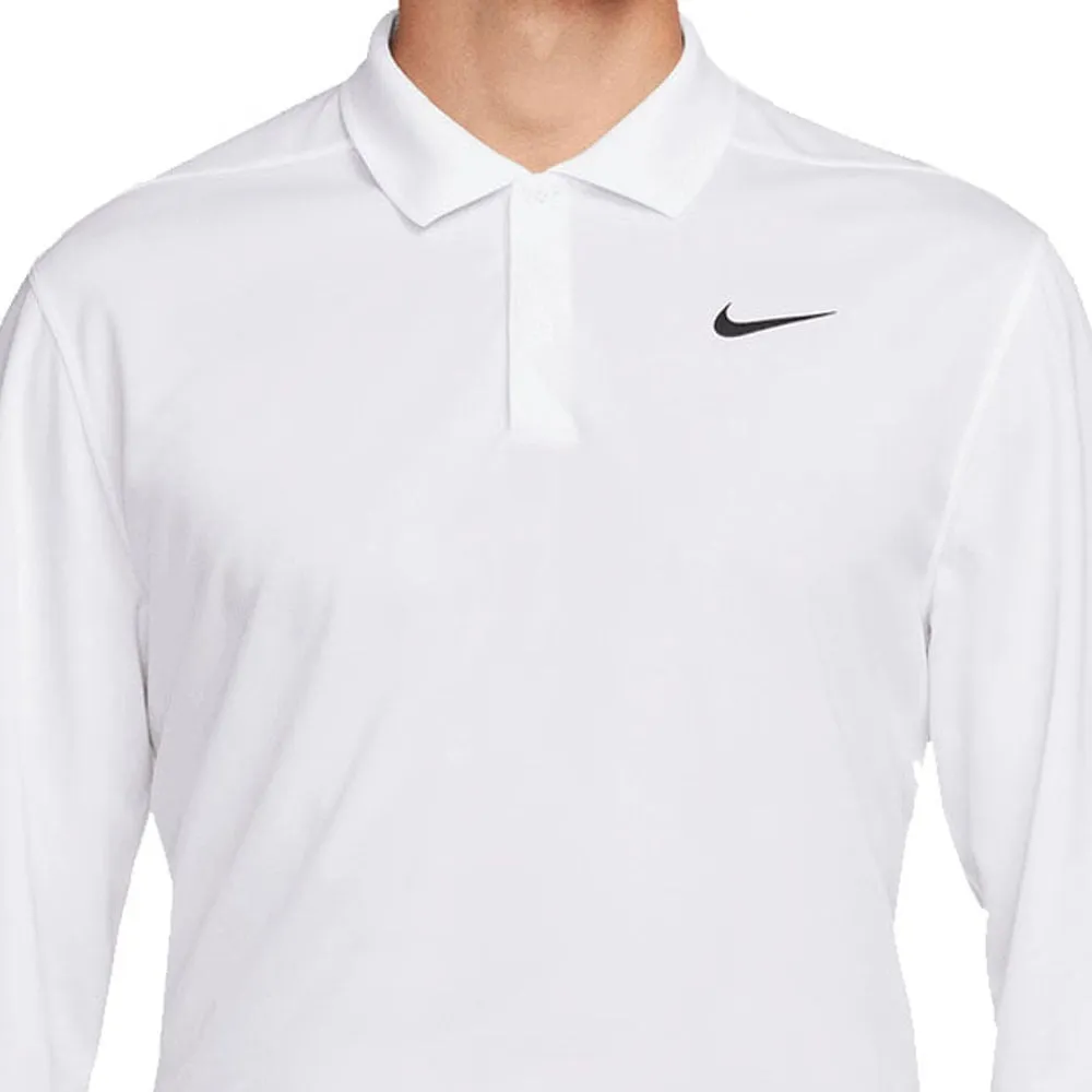 Nike Dri-Fit Victory Solid Long Sleeve Polo Shirt - White/Black Budget Friendly Dare to Lead